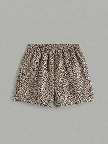 Set Conjunto short de rayas y animal print 2 piezas, mujer verano comodo - Café integral - Ver 2