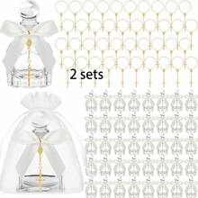 50ml Transparent Glass Holy Water Bottle With Cross Emblem, Lace Bow, Organza Bag, Suitable For Communion, Baptism, Wedding Occasions (Blue) - Multicolor - View 17