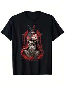 Men's T-Shirt With Albanian Hero Skanderbeg Eagle Graphic - 100% Cotton, Black With Red And White Design, Crew Neck, Sizes S-XXXL - Ideal Gift For Dad, Family, Friends, Vintage Style, Suitable For All Seasons, Short Sleeve - 黑色 - 查看 1