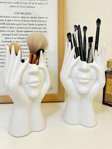 1pc Creative Human Body Art Pen Holder - Multi-Functional Desktop Storage Box - Decorative Face Vase - Cosmetic Storage Box - Room Decor - Vanity Accessories - Desktop Organizer - Perfume Storage Box - Women's Creative Gift - Multicolor - View 5