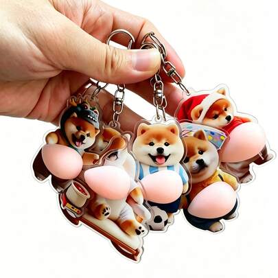 1pc מחזיק מפתחות תלת-ממד קורגי ישן, אביזר קישוט רב תכליתי