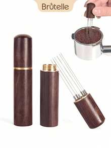 1 buah Dispenser Bubuk Kopi Brutelle Stainless Steel, Portabel untuk Pojok Kopi di Rumah, Kantor, dan Perjalanan - coklat tua - View 3