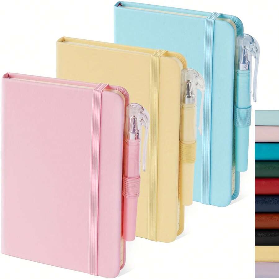 2pcs (A6 Notebook + 1 Pen) Small F Pink Notebook Pocket Diary, 3.7" X 5.7", A6 Mini Notebook With Pen, Small Leather Notebook - 1 Set - View 1