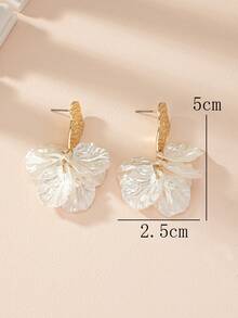 1 Pair White Resin Leaf Dangle Earrings, Party Wear Gift For Women, Mother's Day Holiday Gift - Multicolor - View 2