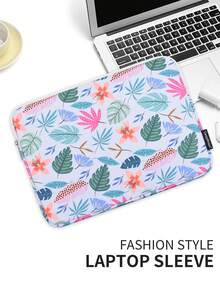 Túi đựng laptop chống sốc, in hình lá cây, thời trang, chất liệu polyester. - Xem 7