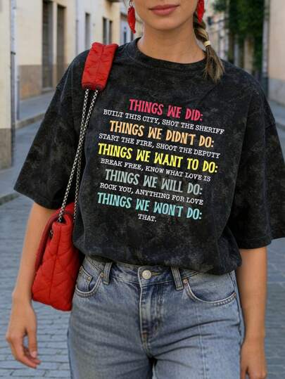 レディース ルーズフィット ラウンドネック ファッショナブル バーサタイル タイダイ プリント 半袖Tシャツ、アメリカンレトロスタイル、春夏