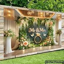 1pc 2D Flat Banner, Floral Fabric Wall Decor For Wedding Backdrop, Multipurpose Party Banner, No Power Needed, Suitable For Home - 5 - View 5