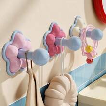 1pc Wall-Mounted Flower Hook, Compact Size, Strong Load-Bearing Capacity, No Drilling Design, Easy To Stick Without Damaging Walls. Adorable Floral Pattern And Pink Color Scheme Make The Bathroom More Cozy And Comfortable. Suitable For Storing Towels, Hair Accessories, Cleaning Tools, Etc. An Essential Home Decor Item To Enhance The Space Aesthetics And Practicality. - Multicolor - View 10