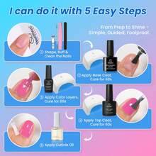 Beetles 68PCS 32 Colors Gel Nail Polish Kit With UV Light, TPO & HEMA Free Studio Essentials Set, Contains Base Coat, Cat Eye & Top Coat, All-In-One DIY Nail Tools, Home Salon Manicure Gifts For Women - 68PCS 32 Colors Summer Box Studio Essentials - 查看 9