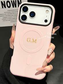 Personalized Luxury Faux Leather Phone Case Compatible With IPhone 17 Pro Max, 17 Pro, 17, 16 Pro Max, 16 Pro, 16, 15, 14, 13 Pro Max, 13, 14, 15, 16, 17 With Camera Protection - Pink - View 2