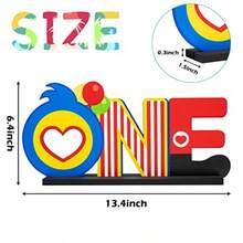 MPlim Plim ONE Letter Sign Wood Table Centerpiece - 1Pcs Circus Clown Plim Plim Theme First Birthday Party Decoration Ply For One Year Old Baby Shower 1st Birthday Table Ornament Photo Props1 - 紅色 - 查看 3