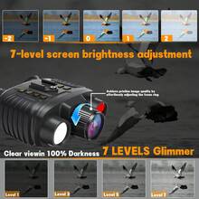 Thiết bị nhìn đêm hồng ngoại 4K HD dành cho người lớn, zoom kỹ thuật số 8X, điều chỉnh độ sáng hồng ngoại 7X, tầm nhìn tối hoàn toàn 300m, dung lượng pin lớn 4500mAh. - màu đen - Xem 7