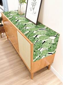 1pc Tropical Palm Leaf Pattern Printed Table Runner, 4pcs Palm Leaf Pattern Printed Placemats, Suitable For Holidays, Parties, Birthdays, Dinners, Kitchen & Dining Room Table Decor, Applicable For All Seasons Home Decor, Household Textiles - Multicolor - View 8