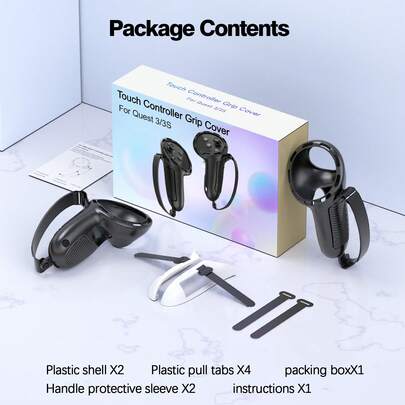 适用于 Quest 3 VR 控制器的硅胶保护套 - 耐用、防刮擦，带电池更换开口和指关节绑带，是理想的游戏玩家礼物（不含控制器和电池）