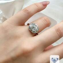 1pc Oval 2ct Moissanite Ring, Hypoallergenic S925 Silver, Birthday Gift, Husband's Promise Ring, Engagement Ring, Elegant Pave Ring, Anniversary Surprise Gift, Thanksgiving Gift, Comes With Gift Box - Silver - View 12