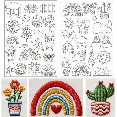 Water-Soluble DIY Sewing And Knitting Embroidery Patterns, Pre-Printed Water-Soluble Stabilizer Patterns, DIY Garment Sewing Self-Adhesive Non-Woven Fabric Stabilizer