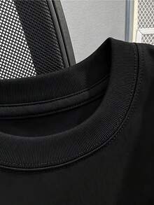 Top de manga corta sencillo, informal y bonito con estampado para niños, ideal para el verano. - Negro - Ver 5