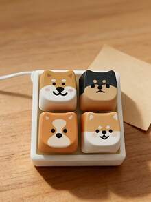 1 pieza Llavero rectangular con 4 teclas con diseño de perrito lindo que se puede presionar/hacer clic. Un regalo perfecto para familiares y amigos con un cordón para llavero - Multicolor - Ver 7