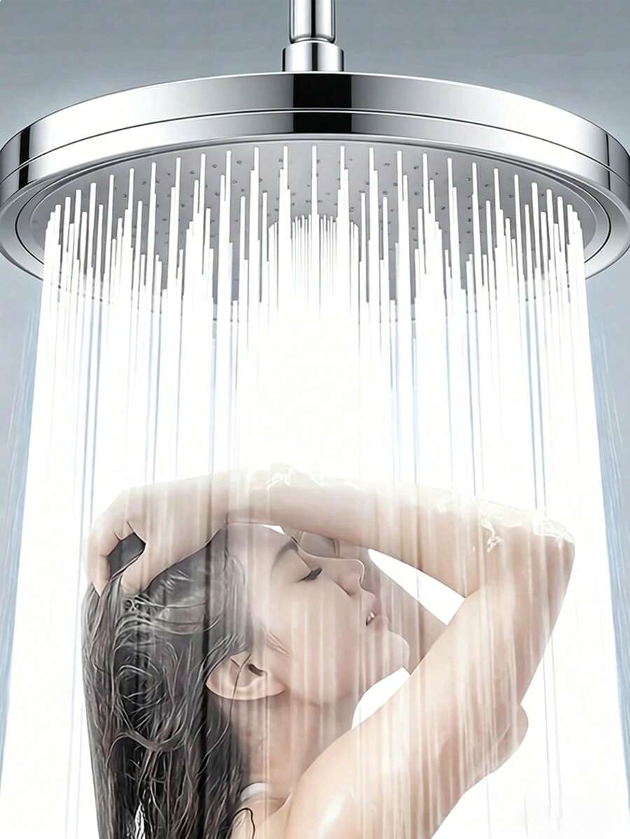 高壓大面板圓形雨淋花灑頭，6向可調高壓花灑頭，多功能壁掛式塑料花灑頭，適合居家浴室與飯店公寓，現代浴室、居家浴室、時尚浴室與夏季淋浴，夏季淋浴與露營車浴室必備配件，升級您的浴室，提供奢華沐浴體驗，節日禮物與浴室翻新理想之選