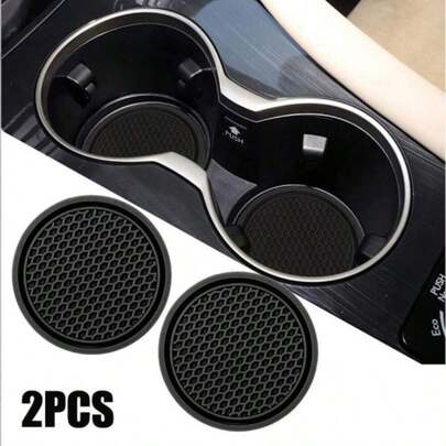 2PCS Multi-Colored Car Cup Coaster, Universal Non-Slip Cup Holder Insert Mat, Honeycomb Design Silicone/ PVC Coaster, Car Interior Accessories