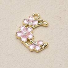 1PC Gold Tone Spring Floral Series DIY Charms, Flower/Bow/Moon/Bee/Rose Enamel & Crystal Elements, Sweet Girly Style Versatile Pendant Supplies - Flower - View 15