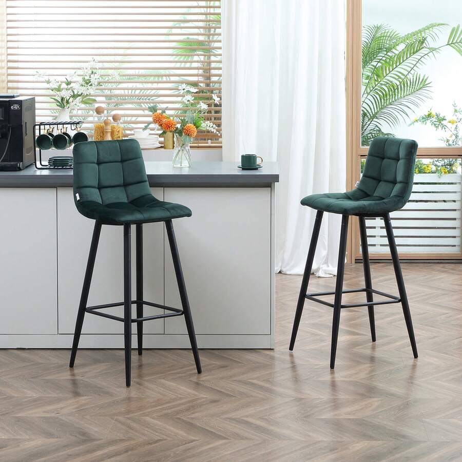 HOMCOM Barstools - Green - View 1