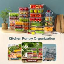 FOWA 8/30/34-Piece Food Storage Containers With Lids - Meal Preparation Lunch Boxes - Reusable Containers - Leak-Proof - For Kitchen Organization - Microwave/Freezer - 查看 6
