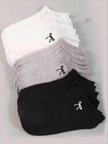 30/20/15/10/5/3/1 双装女士棉袜，隐形袜，短袜，白色袜，灰色袜，黑色袜，女士袜，可爱袜，女童袜，适合秋冬春夏四季穿着，透气网眼设计，吸湿排汗，柔软顺滑，适合度假、运动、休闲、商务、日常穿着，随机颜色组合 - 彩色 - 查看 1