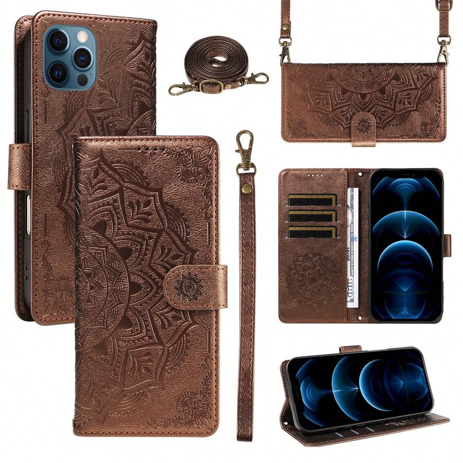 Wallet Classic Solid Color Printed Phone Case, Compatible With IPhone 12 Pro Max, Soft, Ultra-Thin, Shock-Resistant Design - Bronze - View 1