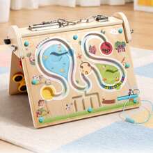 1 Set Juguete de interruptor de madera, juguete educativo de rompecabezas para niños, juguete de tablero ocupado para el aprendizaje temprano para entrenamiento de enfoque en bloqueo y piano - Multicolor - Ver 8