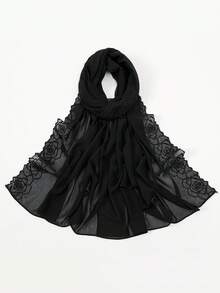 1 chiếc khăn trùm đầu Hijab bằng chiffon thêu hoa hồng 3D thanh lịch dành cho nữ, thích hợp dùng cho áo Abaya. - Nhiều màu - Xem 5