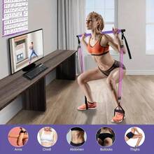 Pilates Bar Kit With Resistance Band Portable Exercise Stick With Foot Loop For Yoga, Stretch, Sculpt, Twisting, Sit-Up Bar Resistance Band Gym Workout For Women Men - Multiple Styles - View 2