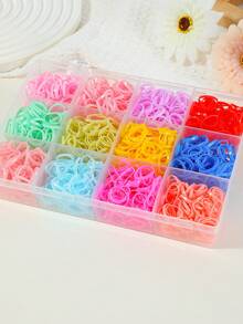 2000pcs/Box Colorful Candy Minimalist Disposable Elastic Hair Ties, High Elasticity Hair Accessories For Daily Use - Multicolor - View 3