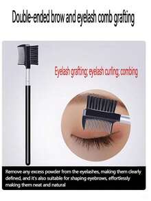 Set de 2 piezas Cepillo de cejas y pestañas 2 en 1, peine de cejas de doble cara, cepillo de pestañas, herramienta de maquillaje para mujeres (negro) - Multicolor - Ver 3