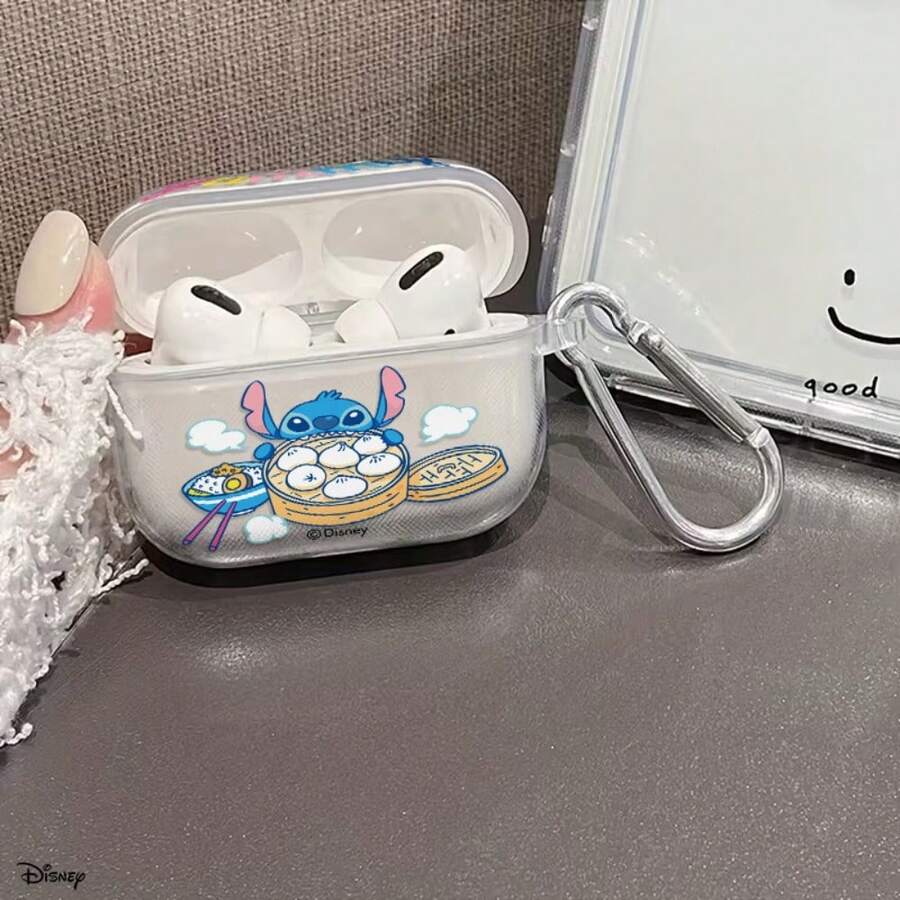 Ốp bảo vệ AirPods Pro trong suốt chủ đề đồ ăn ngon của Disney Stitch, thiết kế hình bánh bao và mì dễ thương, chống sốc, kèm móc khóa, tương thích với AirPods thế hệ 1/2/3/4 và Pro/Pro 2. Thích hợp làm quà tặng cho AirPods Pro 3 mới hoặc quà Giáng sinh cho bạn gái. - Trong suốt - Xem 1