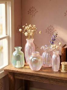 5/10pcs Mini Laser Vase Set, Mini Floral Vase, Dollhouse Furniture Decor, Micro Landscape Decoration Accessories, DIY Photography Scene Decor Props, DIY Miniature House Furniture Model, Miniature Scene Photography Props - A - View 6