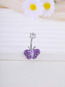 1 chiếc khuyên rốn hình bướm nhỏ xinh bằng thép không gỉ 316L đính đá Zirconia, thích hợp làm quà tặng và đeo hàng ngày. - Loại bướm - Xem 6