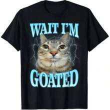 Tummy Ache Survivor Cat With Helmet Lightning Meme Graphic T-Shirt, Crew Neck Unisex Funny Sarcasm Casual Short Sleeve Tee For Cat Lover Summer Daily - 黑色5 - 查看 1