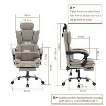 High-Back Office Chair, Ergonomic Office Chair, Gaming Chair, Sturdy Armrests, Adjustable Footrest, Suitable For Entertainment And Office Use - Light Grey - View 4