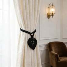 2 pièces Embrasse de rideau macramé, embrasses de rideaux de fenêtre de style bohème, décoration de feuilles tissées à la main pour embrasses de rideaux - 2 pièces - Voir 5