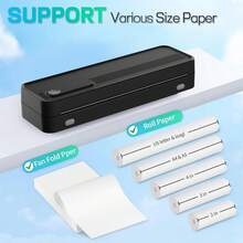 ORICO-Wireless Portable Printer-Thermal Printer, Desktop Inkless Printer, Includes 10 Sheets Of Thermal Folding Paper And 1 Roll Of Thermal A4 Paper. Supports US Letter And A4 Folding Thermal Paper, Suitable For Mobile Phones And Tablets - Black - View 10