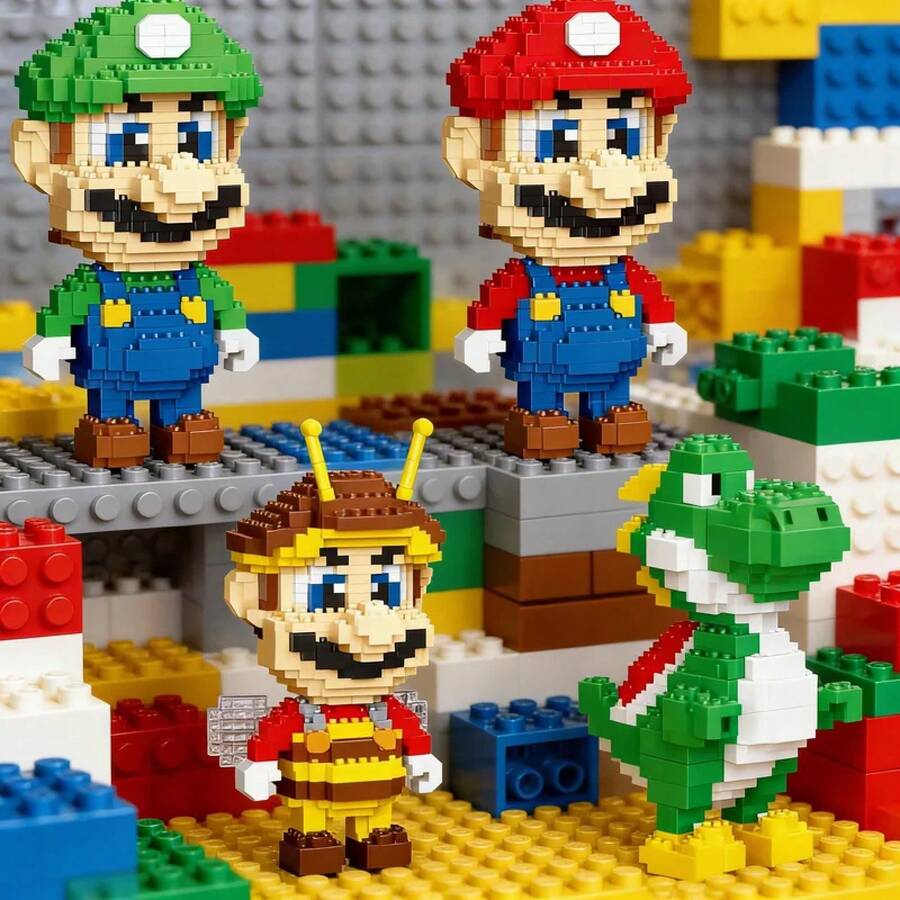 Figuras de Bloques de Construcción de Anime en Caja Ciega, Luigi , Pequeñas Partículas de Dibujos Animados, Bloques de Construcción Ensamblables, Muñecos de Juguete, Regalos para Niños - 1 unidad aleatoria - Ver 1
