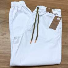 Calça Jogger Masculina Sarja com punho elástico streetwear - Branco - Visão 6