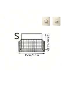 1pc Bathroom Storage Rack, Wall Mounted Bathroom Organizer Basket, Rustproof Metal Wire Mesh Bathroom Shelf, Adhesive Hanging Storage Basket, Suitable For Bathroom Wall - Multicolor - View 10
