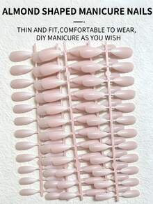 48pcs Ombre Pink & White Press-On Nails | Short Almond Shape Full Coverage Glossy False Nails, 12 Sizes, Reusable, Suitable For Daily Wear, Weddings, Dates, Parties - Multicolor - View 5