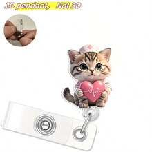 2D Cute Ladybug Holding Flower Badge Reel ID Card Holder, Suitable For Medical Students And Nursing Interns - Durable Work Badge Clip, Friend Gift, 2D Flat - pink 1pc - View 9