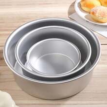 4-Inch, 5-Inch And 6-Inch Round Aluminum Cake Baking Molds, Suitable For Making Sponge Cakes And Mousse Cakes. Fixed Bottom, Non-Stick Surface, Easy Demold And Clean. Essential Baking Tools For Birthdays, Weddings And Various Holiday Gatherings. - Multicolor - View 4