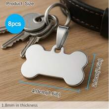 8Packs Stains Steel Dog ID Tags  Pe Bone S Blank Engrang Tag 40*21mm Anti-Rust Persond Pet ID Pent Durable Pet Name Tags  Ls D And Ca - Silver Color - View 2