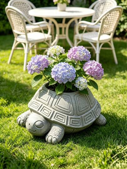 1pc Gold Creative Turtle Resin Vase - Gold Style Decorative Planter, Suitable For Succulents And Greenery, Indoor/Outdoor Gardening Decor, Turtle Garden Decor, Suitable For Balcony, Yard, Garden, Unique Turtle Design, Durable Plant Pot