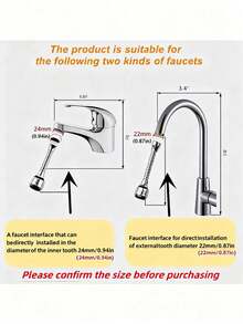 3pcs/1pc 360° Rotating Faucet Extender, Water-Saving Device, Stainless Steel Anti-Splash Faucet Filter, Modern Faucet Adapter For Home, With Anti-Splash Rotating Nozzle, Suitable For Bathroom, Toilet, Kitchen, Dining Room, Sink, Washbasin, Kitchen Gadgets/Daily Home Essentials/Kitchen Accessories/Bathroom Accessories - View 11